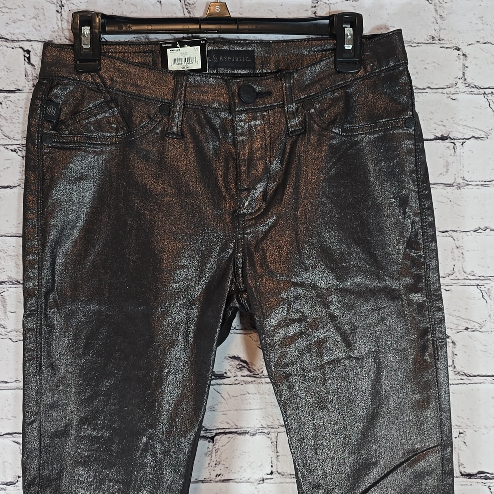 Rock & Republic Shiny Metallic "Kashmiere" Skinny Jeans Size 8 NWT - Picture 4 of 13